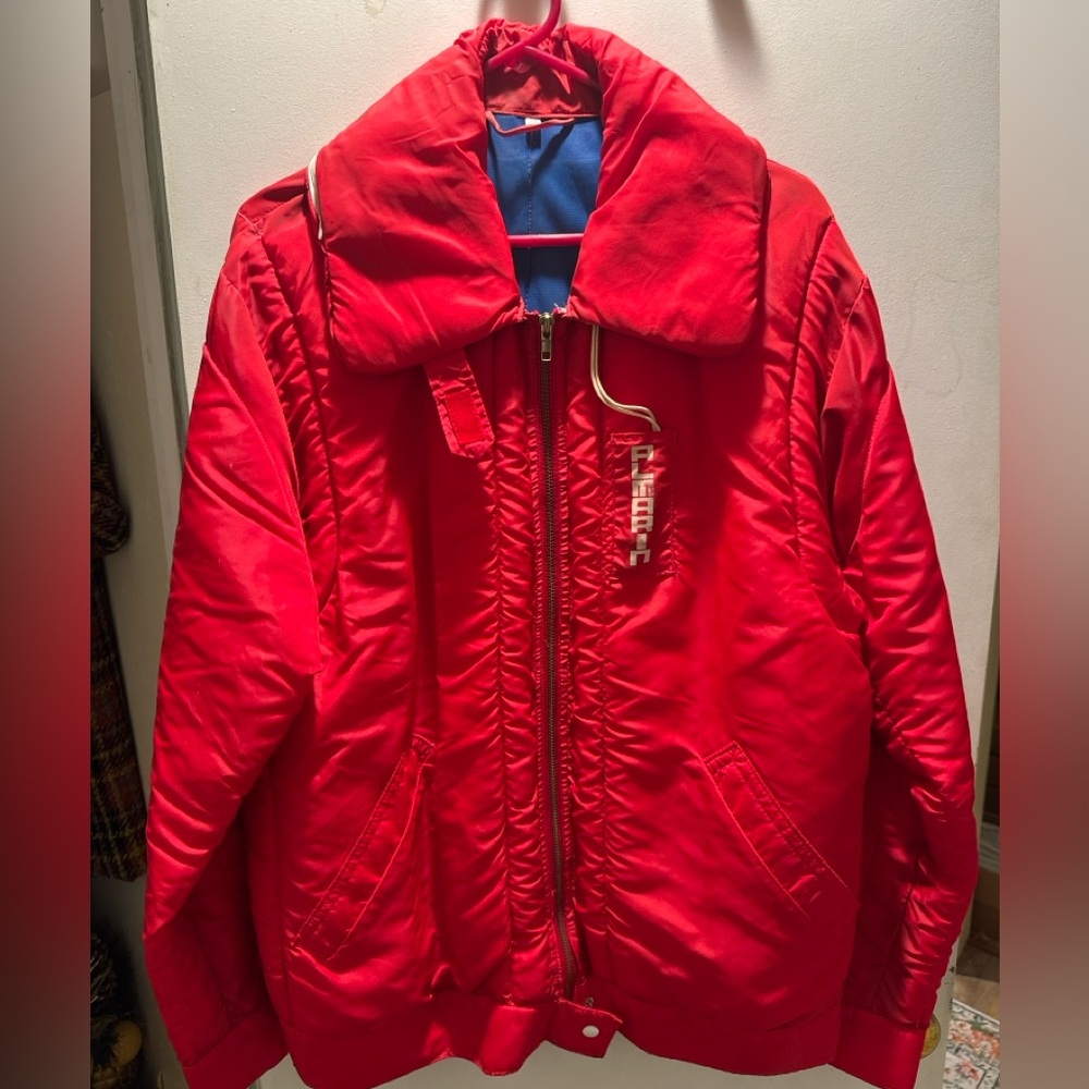 Vintage Red Finnish Floatation Jacket w/ Safety Whistle